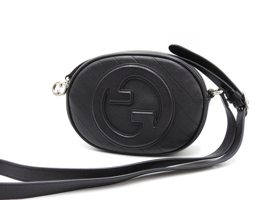 GUCCI Mini Blondie Interlocking G Crossbody Shoulder Bag Black 760175