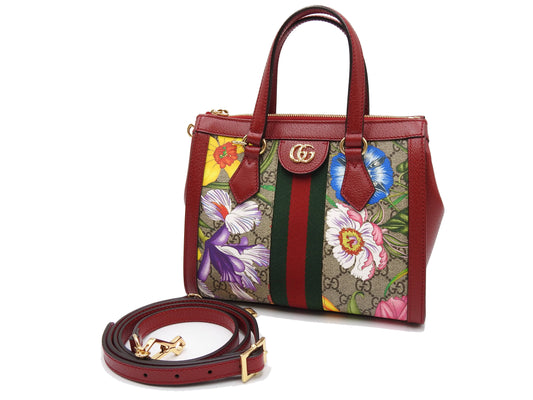 GUCCI GG Flora Supreme Ophidia Shoulder Tote Bag Beige Red 547551