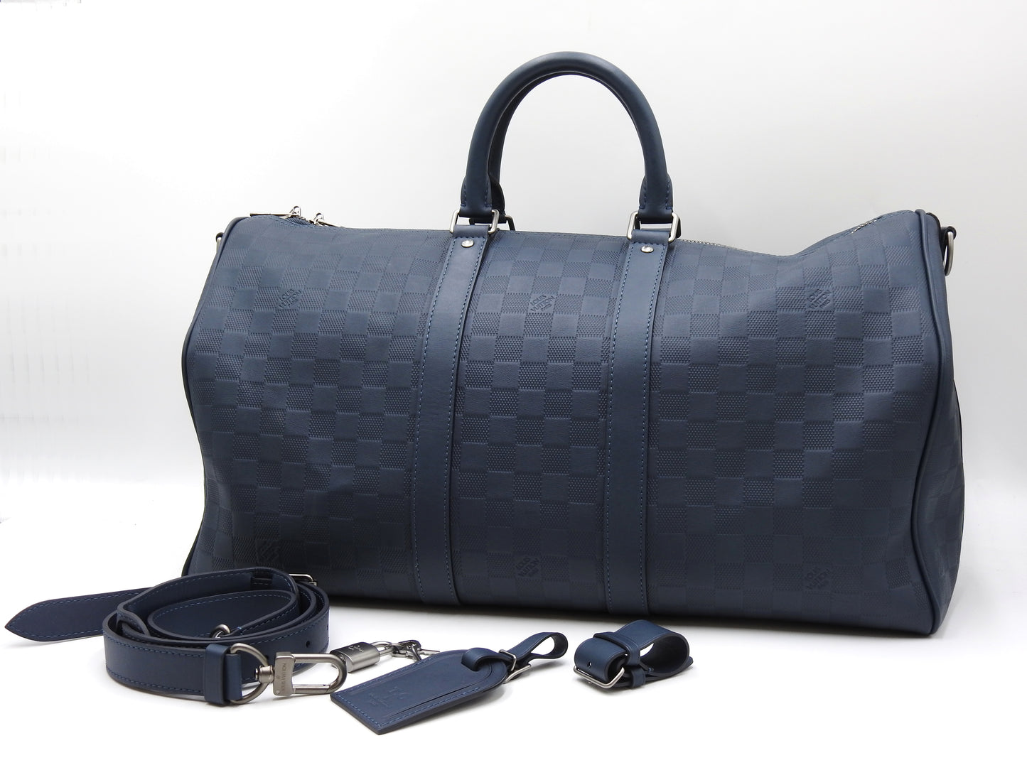 LOUIS VUITTON Damier Infini Keepall 45 Bandouliere Boston Bag Cosmos N41195