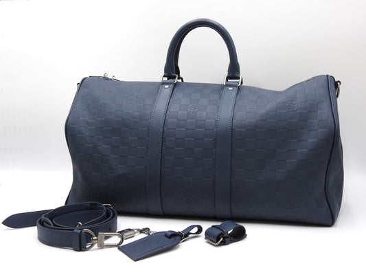 LOUIS VUITTON Damier Infini Keepall 45 Bandouliere Boston Bag Cosmos N41195