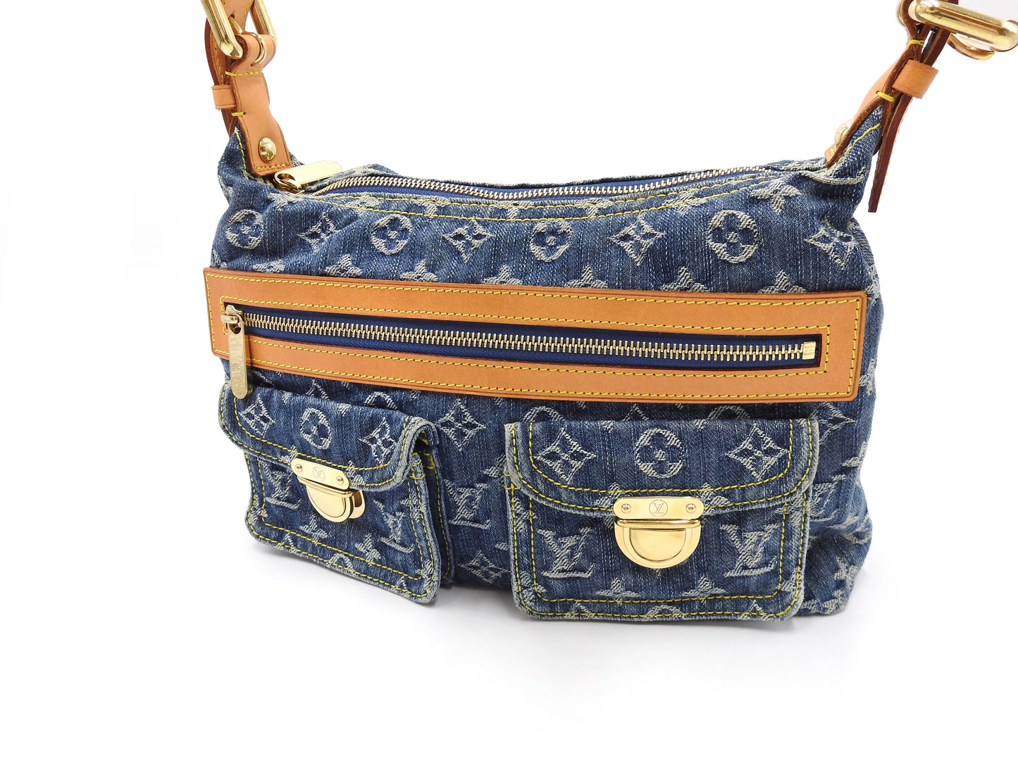 LOUIS VUITTON Baggy PM Monogram Denim Hand Bag Shoulder Bag Blue M95049