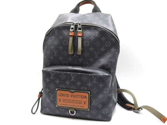 LOUIS VUITTON Monogram Eclipse Discovery Backpack Bag Canvas Black M45218