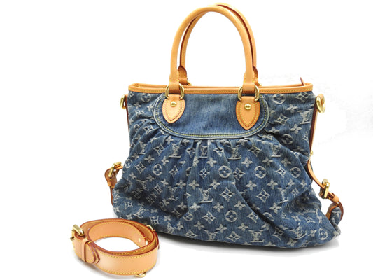LOUIS VUITTON Neo Cabby GM Monogram Denim Shoulder Hand Bag Blue M95350