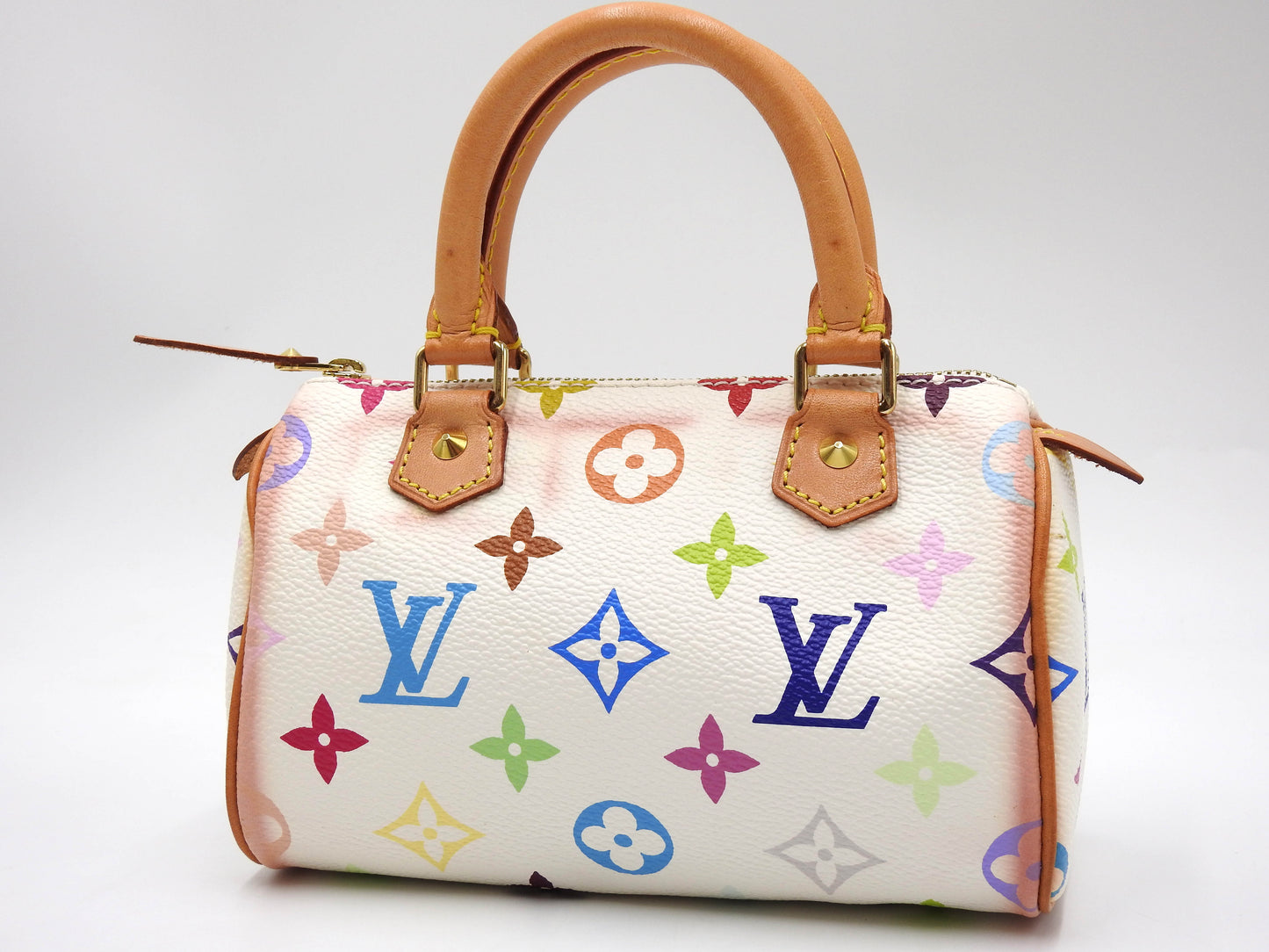 LOUIS VUITTON Monogram Mini Speedy Hand Bag Multicolor Bron White M92645