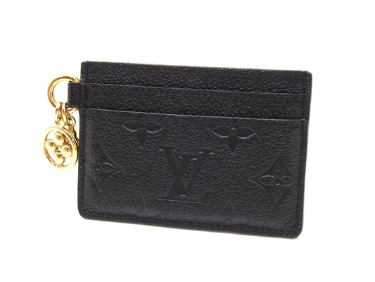 LOUIS VUITTON Monogram Empreinte LV Charm Card Holder Case Black M82132