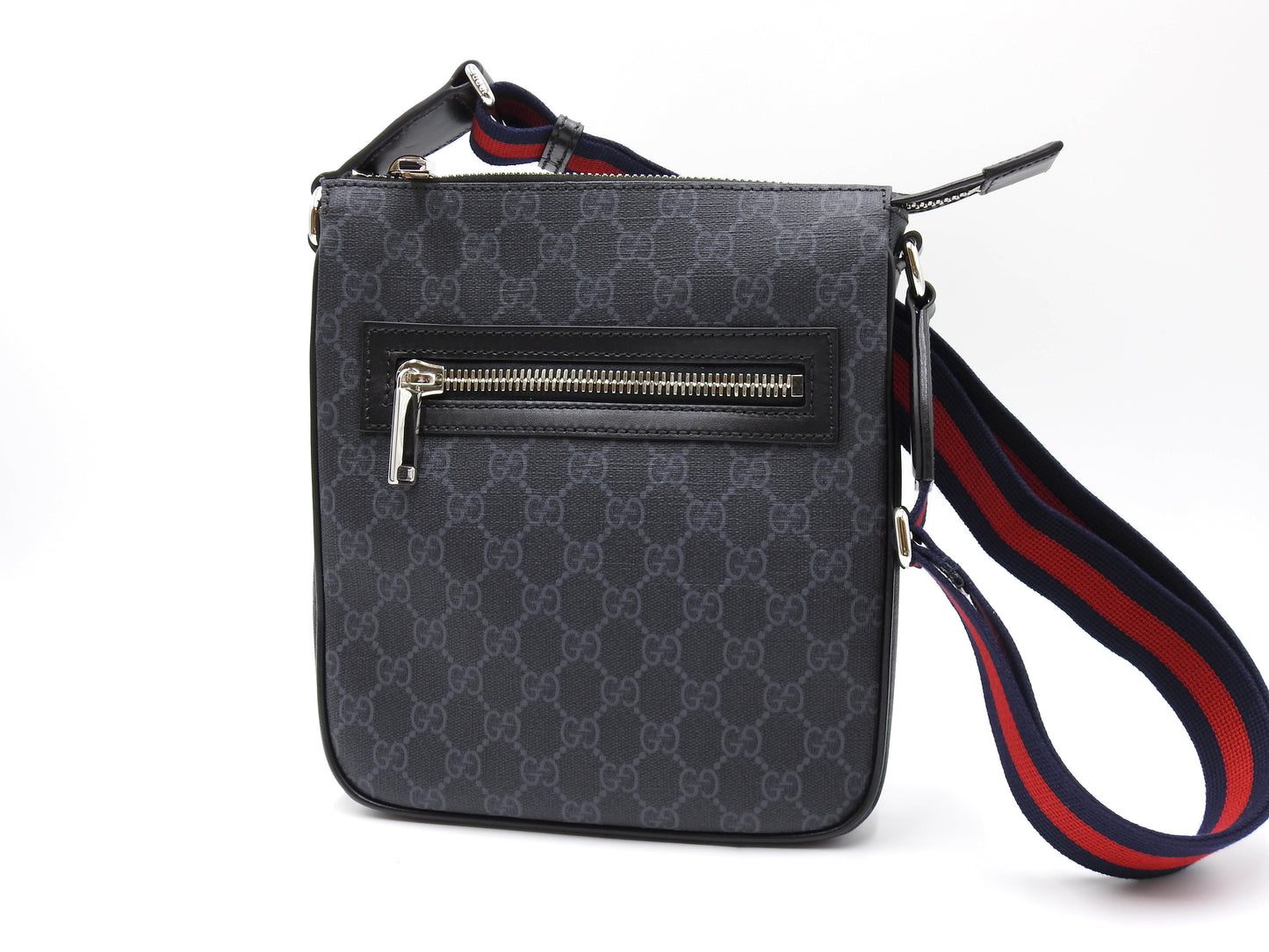 GUCCI GG Supreme Small Messenger Shoulder Bag PVC Leather Black 792082