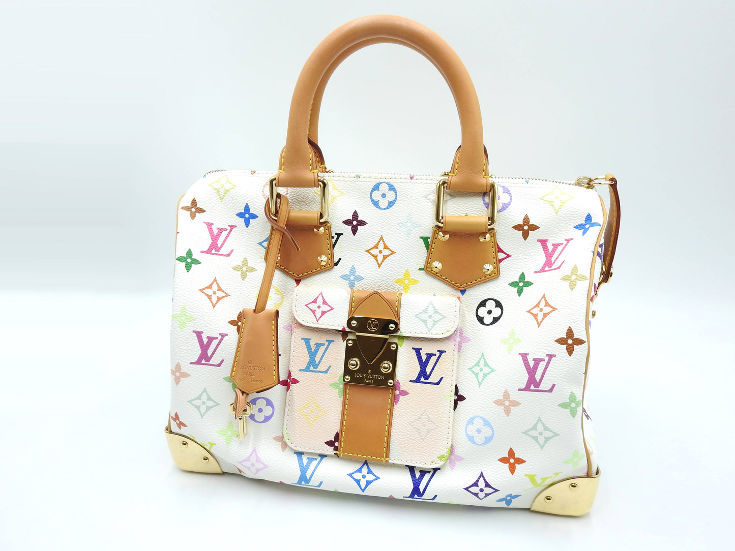 LOUIS VUITTON Speedy 30 Boston Hand Bag Multicolor Bron White M92643