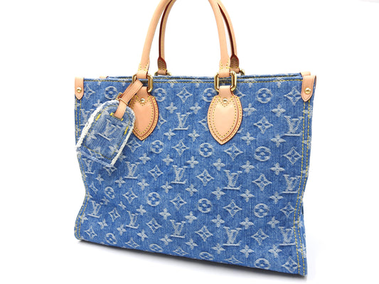 LOUIS VUITTON LV Remix Monogram Denim OnTheGo MM Shoulder Tote Bag M46871