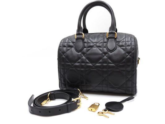 Christian Dior Canage Grove 25 Shoulder Hand Bag Lambskin Black M1365UBOL
