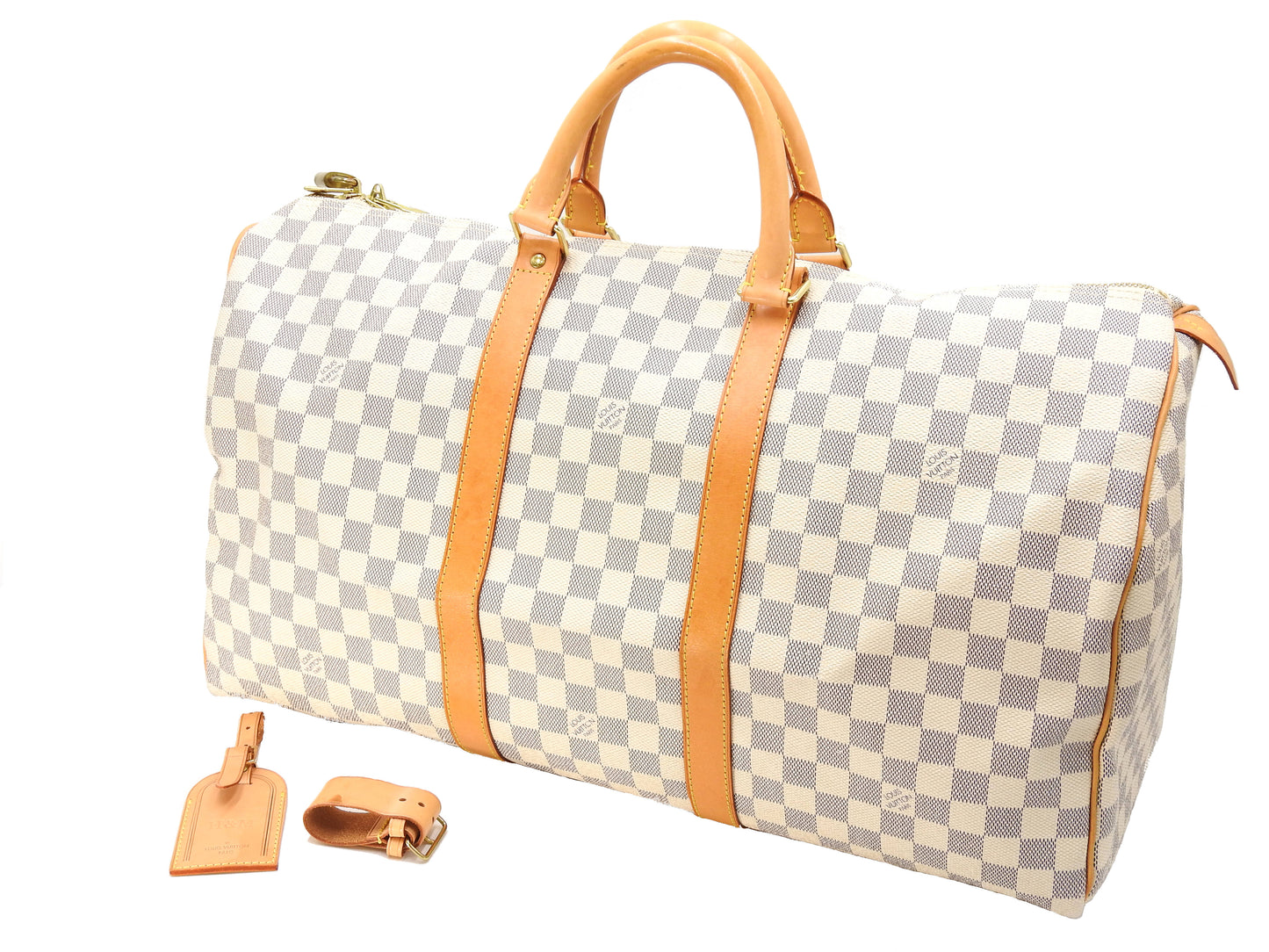 LOUIS VUITTON Damier Azur Keepall 50 Boston Bag Travel Bag N41430