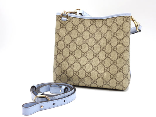 GUCCI GG Emblem Supreme Small Bucket Bag 2way Shoulder Bag Blue 815118