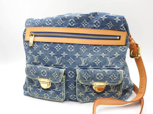 LOUIS VUITTON Baggy GM Monogram Denim Crossbody Shoulder Bag Blue M95048
