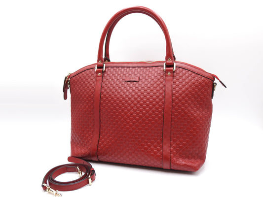 GUCCI Micro Guccissima 2way Shoulder Hand Bag Leather Red 449658 Outlet