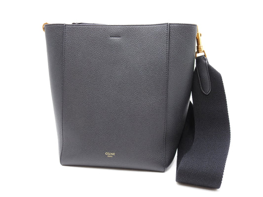 CELINE Small Sangle Bucket Shoulder Bag Soft Grained Calfskin Black