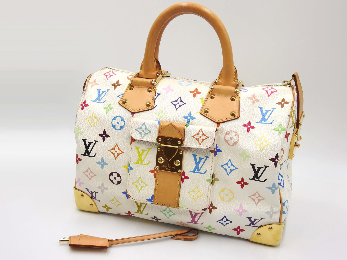 LOUIS VUITTON Speedy 30 Boston Hand Bag Multicolor Bron White M92643