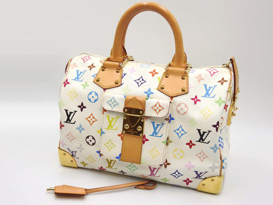 LOUIS VUITTON Speedy 30 Boston Hand Bag Multicolor Bron White M92643