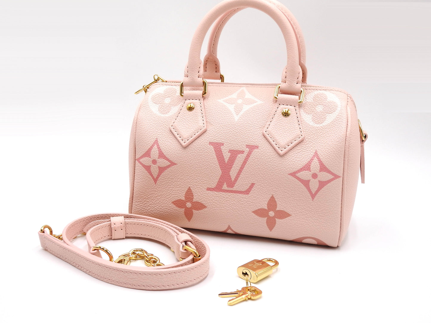 LOUIS VUITTON Monogram Empreinte Speedy 20 Bandouliere Hand Bag PInk M46518