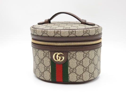 GUCCI GG Supreme Ophidia Web Vanity Bag Cosmetic Pouch Beige Brown 627463