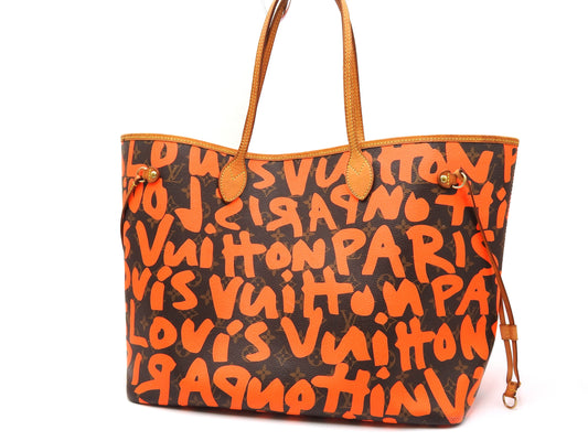 LOUIS VUITTON Monogram Graffiti Neverfull GM Shoulder Bag Orange M93702
