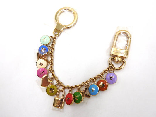 LOUIS VUITTON Porte Cles Chaine Pastille Bag Charm Key Holder Gold M65380