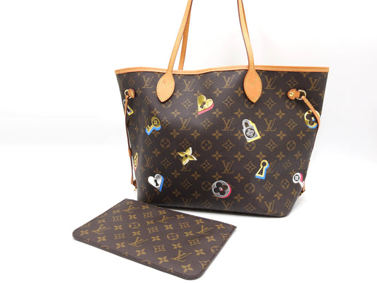 LOUIS VUITTON Monogram Love Lock Neverfull MM Tote Shoulder Bag M44364