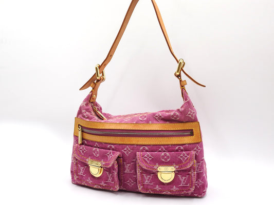LOUIS VUITTON Baggy PM Monogram Denim Shoulder Bag Fuchsia Pink M95210