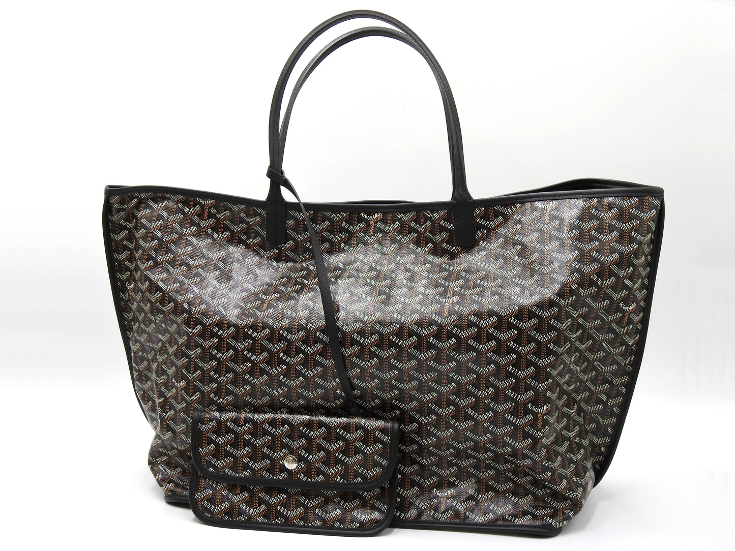 GOYARD Anjou GM Reversible Shoulder Tote Bag PVC Canvas Leather Black