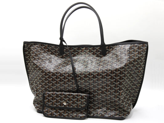 GOYARD Anjou GM Reversible Shoulder Tote Bag PVC Canvas Leather Black