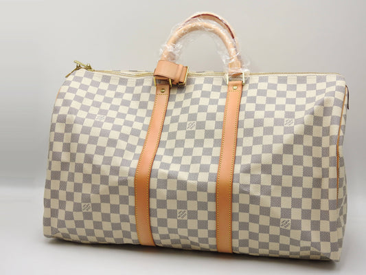LOUIS VUITTON Damier Azur Keepall 50 Boston Bag Travel Bag N41430