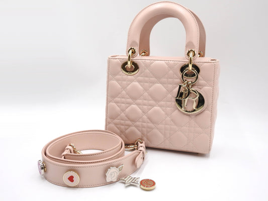 Christian Dior My ABC Lady Dior Cannage Hand Shoulder Bag Lambskin Pink