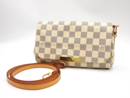 LOUIS VUITTON Damier Azur Favorite PM 2way Shoulder Hand Bag Canvas N41266