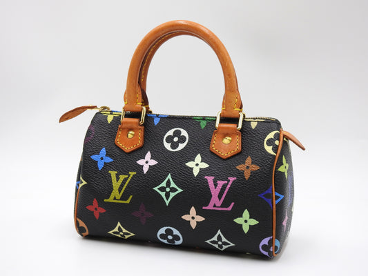 LOUIS VUITTON Monogram Mini Speedy Hand Bag Multicolor Noir Black M92644