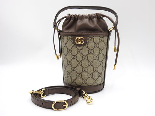 GUCCI GG Supreme Ophidia Bucket Bag Shoulder Hand Bag Beige Brown 760199