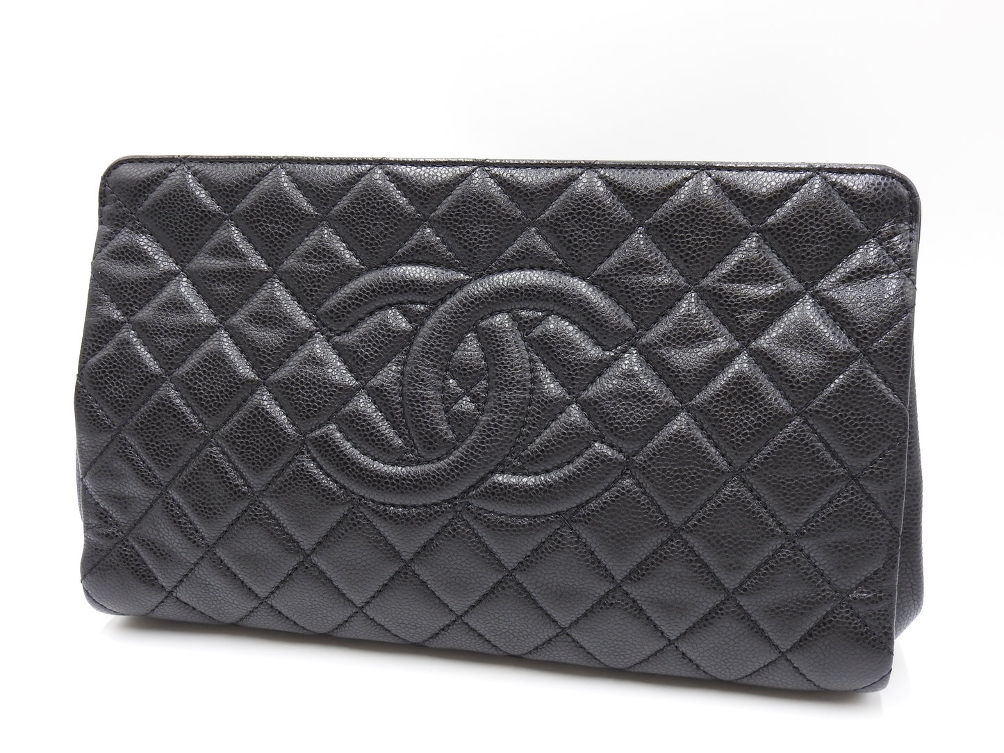 CHANEL Timeless Matelasse CC Clutch Bag Second Bag Caviarskin Black