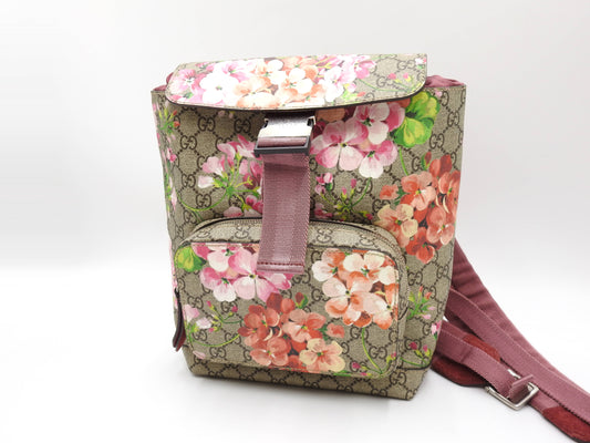 GUCCI GG Blooms Supreme Backpack Bag PVC Pink Red Beige 410544