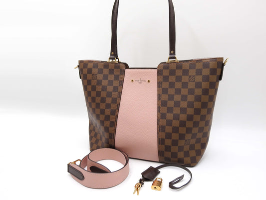 LOUIS VUITTON Jersey Shoulder Hand Bag Damier Ebene Magnolia Pink N44041