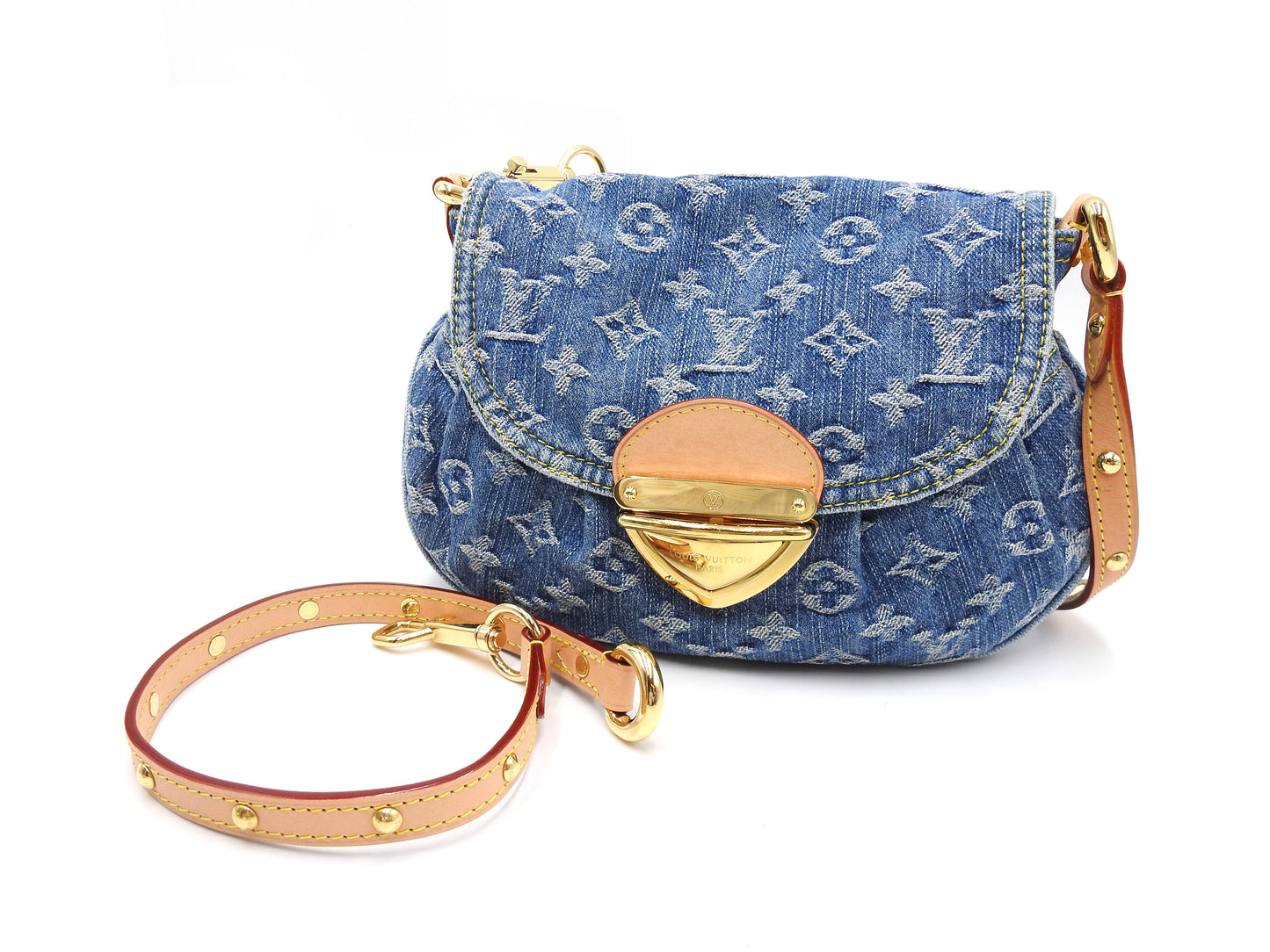 LOUIS VUITTON LV Remix Monogram Denim Sunset Shoulder Hand Bag Blue M46829