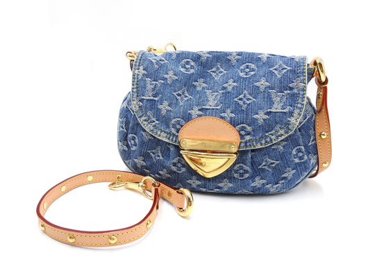 LOUIS VUITTON LV Remix Monogram Denim Sunset Shoulder Hand Bag Blue M46829