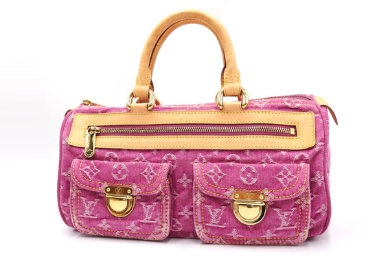 LOUIS VUITTON Monogram Denim Neo Speedy Boston Hand Bag Pink M95214
