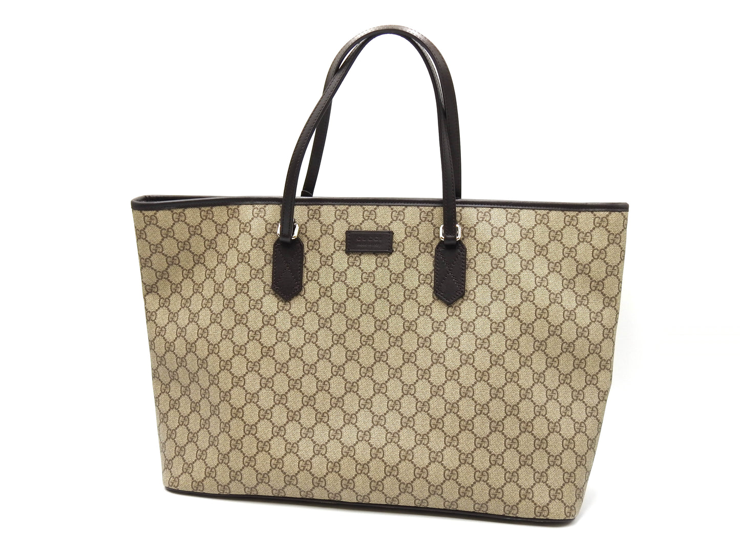 GUCCI GG Supreme Leather Large Tote Bag Monogram Beige Brown 406403
