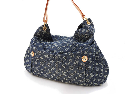 LOUIS VUITTON Daily GM Monogram Denim Shoulder Bag Blue M40493