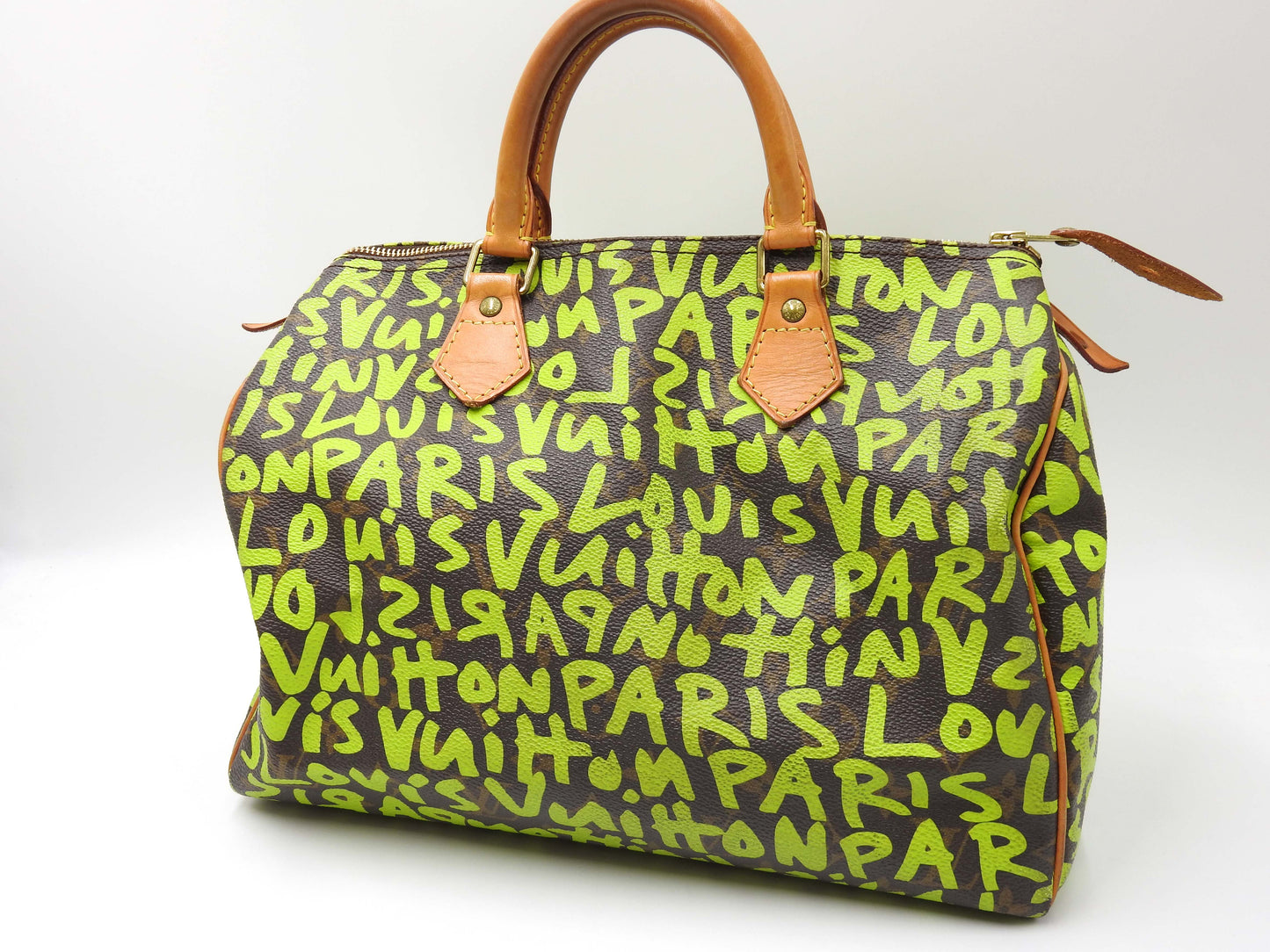 LOUIS VUITTON Monogram Graffiti Speedy 30 Boston Hand Bag Green M93706