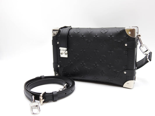 LOUIS VUITTON Monogram Seal Side Trunk 2way Shoulder Hand Bag Black M21709