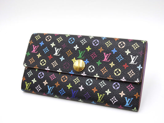 LOUIS VUITTON Monogram Multicolor Sarah Wallet Black Purple M60273