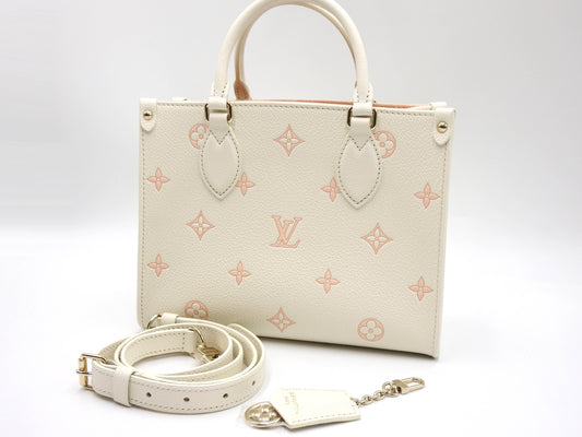 LOUIS VUITTON Monogram Empreinte Giant Onthego PM Shoulder Bag White M28313