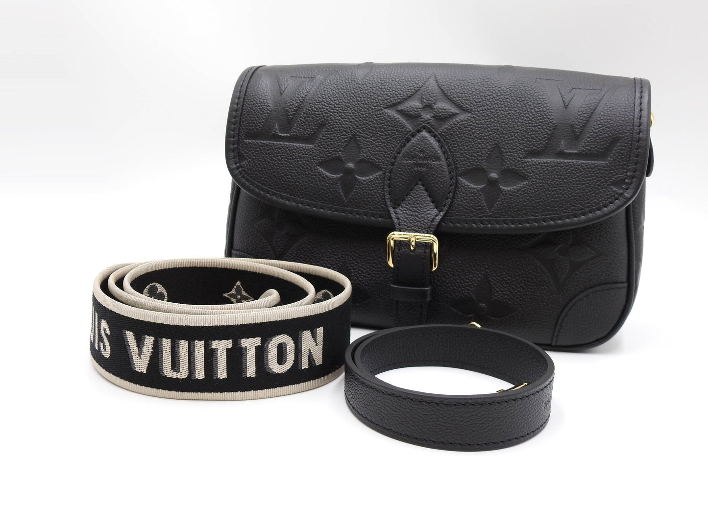 LOUIS VUITTON Monogram Empreinte Diane Shoulder Hand Bag Black M46386
