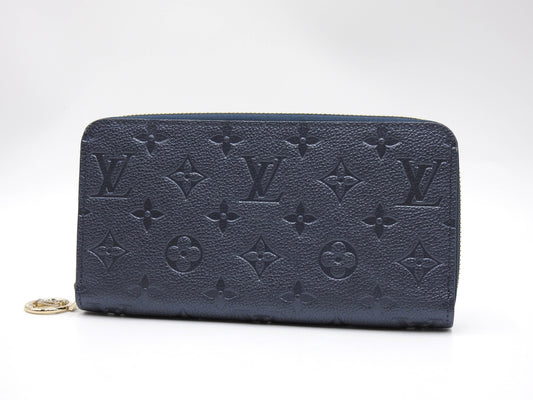 LOUIS VUITTON Monogram Empreinte Zippy Long Wallet Leather Navy M82838