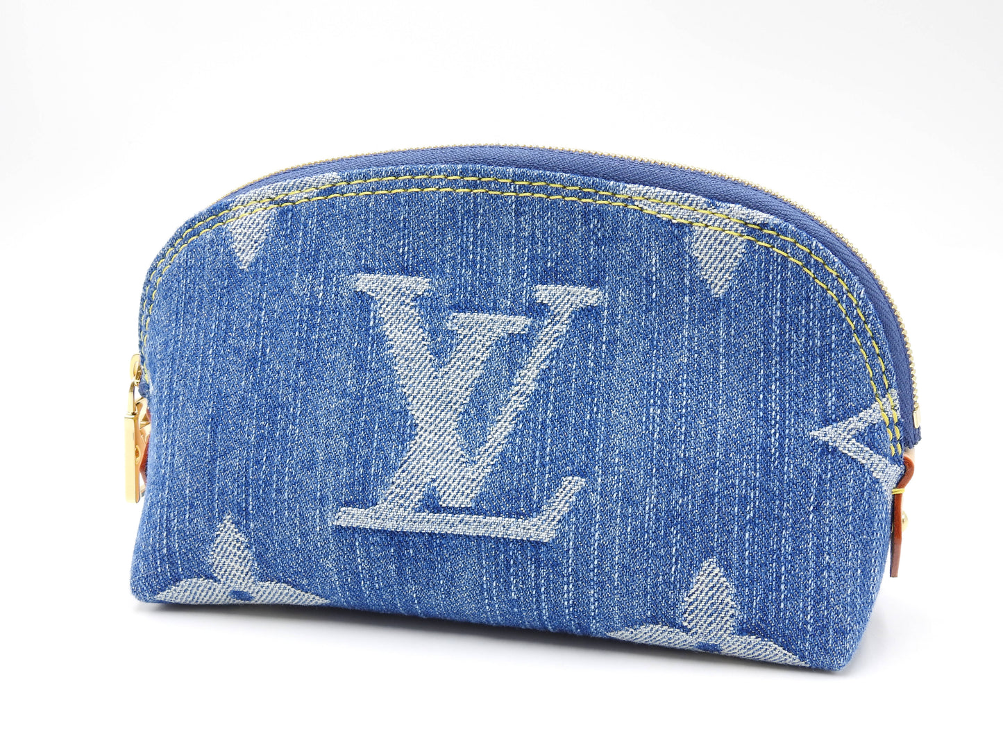 LOUIS VUITTON LV Remix Monogram Denim Cosmetic Pouch PM Blue M24316