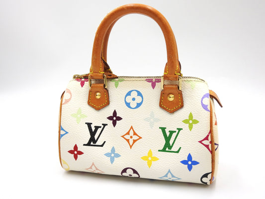 LOUIS VUITTON Monogram Mini Speedy Hand Bag Multicolor Bron White M92645
