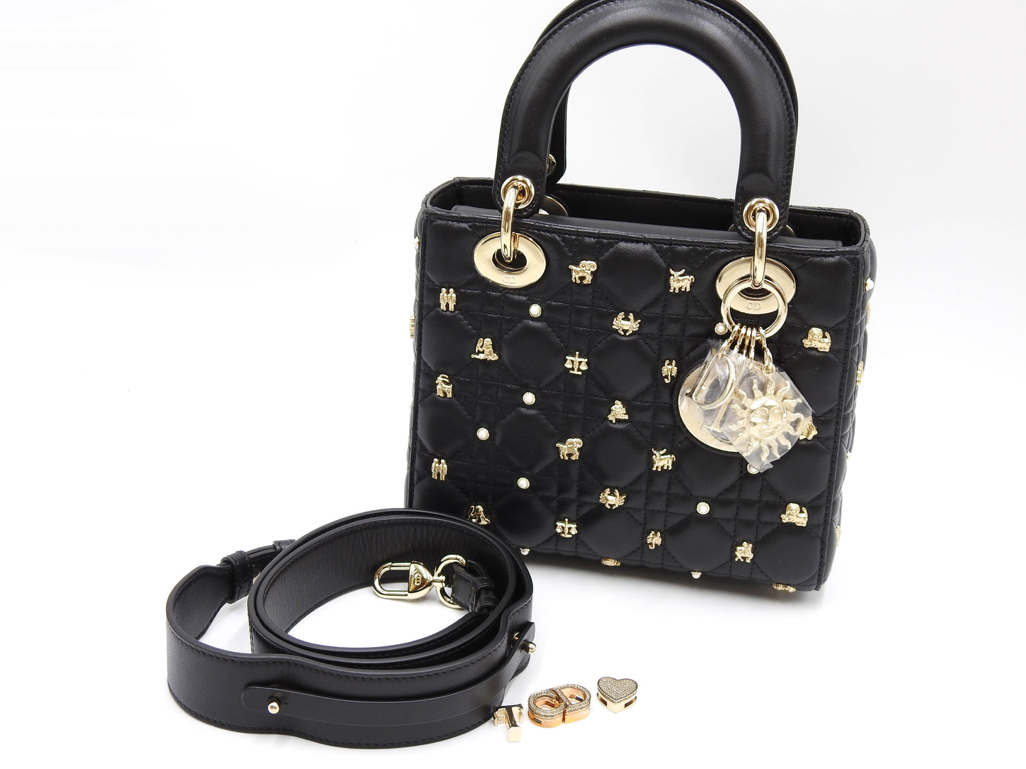 Christian Dior My ABCDIOR Lady Dior Small Studded Cannage Hand Bag Black
